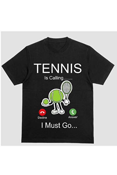 Kartier Unisex Black T-Shirt Tennis Is Calling