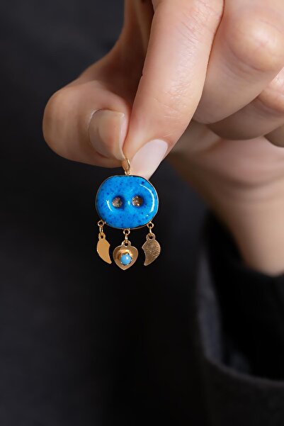 Bayar Gold 14 Ayar Altın Pullu İki Gözlü Süryani Nazarlığı Kolye Ucu