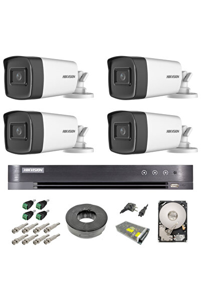 Hikvision Complete Outdoor Video Surveillance System 4 Cameras Turbo HD 5 MP