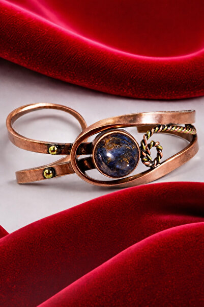 Otto Man Steel Jewelry Kadın Bakır Bileklik Lacivert Lapis Doğal Taşlı Burgu ...