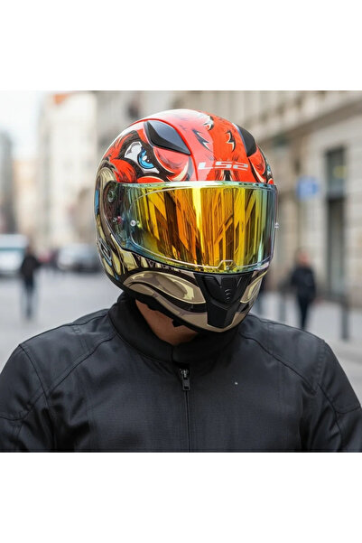 LS2 RAPID 2 SPOX KIRMIZI-GRİ KASK (GOLD VİZÖR + ŞEFFAF VİZÖR)