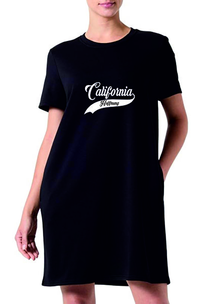 HOFFNUNG Women's Short Sleeve Round Neck California Printed Solid Color Long ...