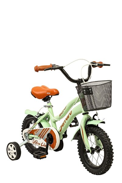 Serraro 12 jant bisiklet yeşil ve demir sepet çocuk bisikleti destek tekerli