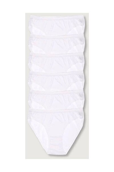Tusebu White Slip Panties 6-Pack Flexible Waist Elastic Daily Underwear