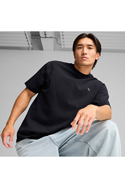 Puma تيشيرت رجالي برسومات "اركض بأحذية بوما" - أزرق