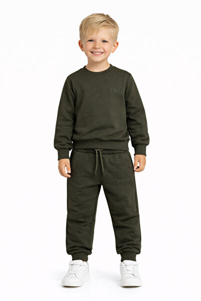 zepkids Σετ αθλητικής φόρμας για αγόρια σε χρώμα χακί με στάμπα με λαιμόκοψη ...