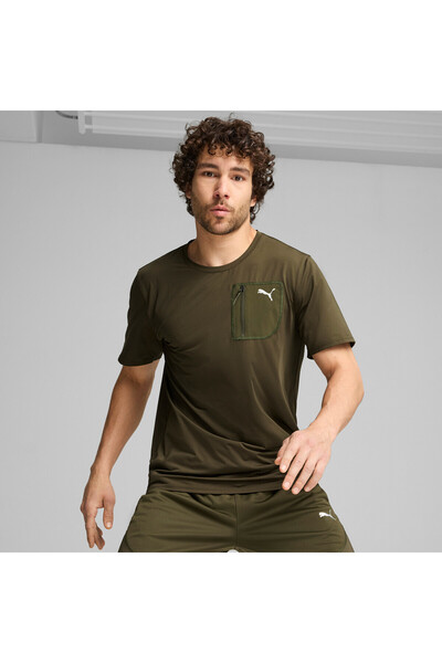 Puma Mens Poly Cargo T-Shirt - Green