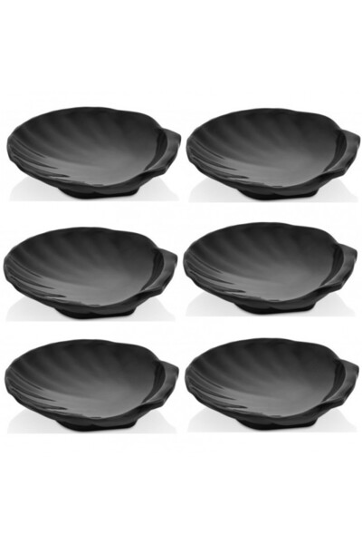 Raki Set of 6 oyster-shaped melamine bowls 80ml. BLACK