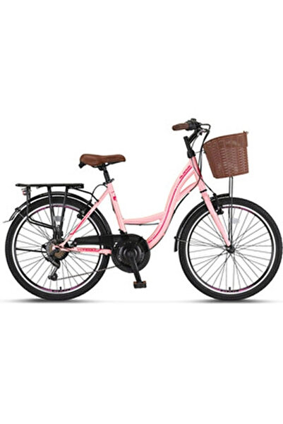Ümit 2410 ALANYA SEPETLİ KADIN ŞEHİR BİSİKLETİ V 24 JANT 21 VİTES TOZ PEMBE