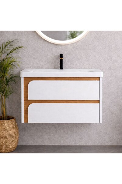 Gold Ban-yom VALERY 80 ALT BEYAZ MDF Banyo Mobilyası Seti