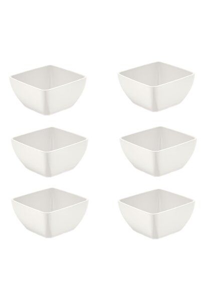 Raki Set 6 boluri patrate din melamina alb Volma 12x12xh6,5