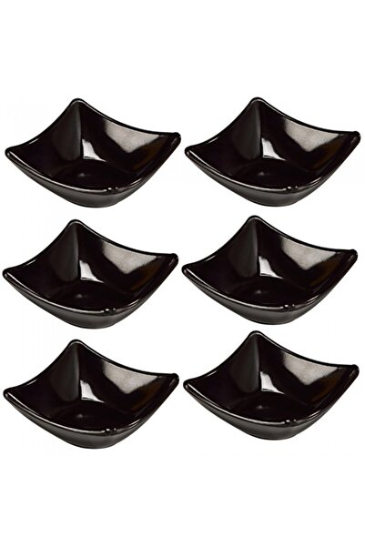 Culinaro Set of 6 square melamine bowls Black 8.5x8.5x3.5cm