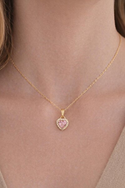 New Obsessions Stainless Steel Gold Color Pink Stone My Love Heart Earrings