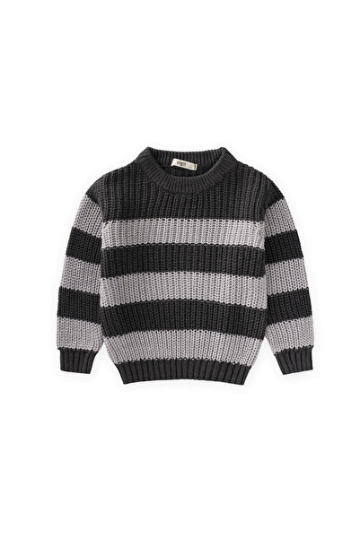 Cigit Selanik Striped Knitwear Sweater 2-8 Years Anthracite