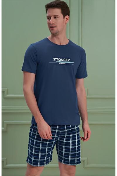 DoDe Flora Costum de pijama pentru bărbați, cu mâneci scurte și pantaloni scu...