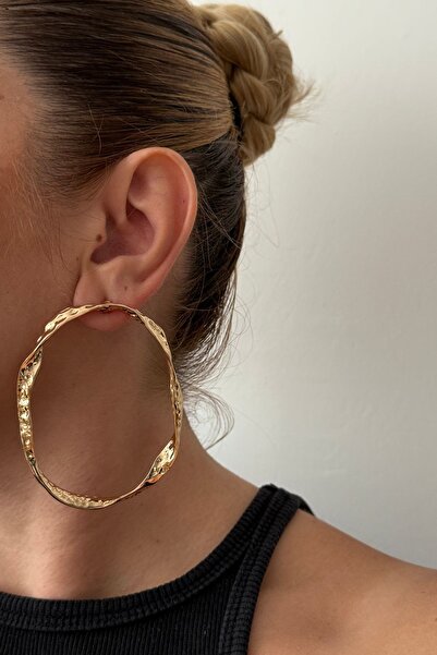 MioArt Women's Zigzag Pattern Hoop Look Earrings