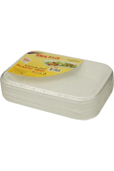 Ideal Pack Plastic Tray, V2, 500gm, 19x13cm, White