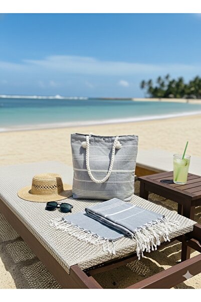 Life Line Pamuk Peştemal & Çanta Seti – Organik Hafif, Çok Amaçlı (Plaj • Ham...