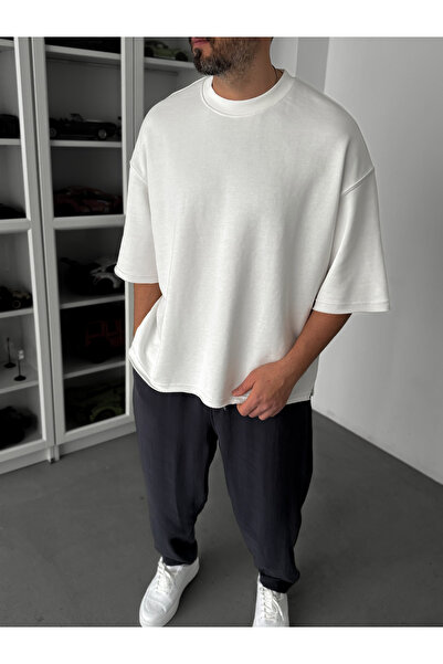BYBASICMAN Бяла 3-нишка прекалено голяма тениска TW-1072
