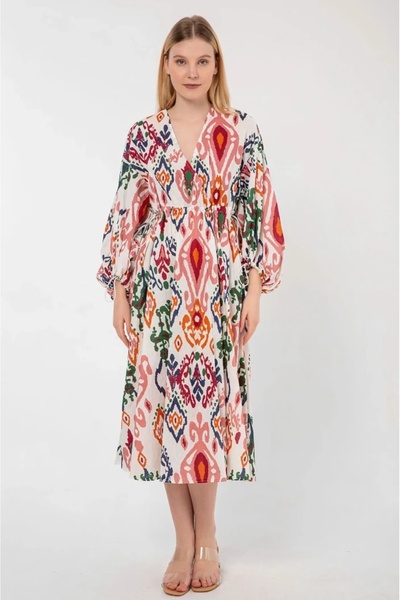 Swass Double Breasted Collar Wrap Midi Dress Pink