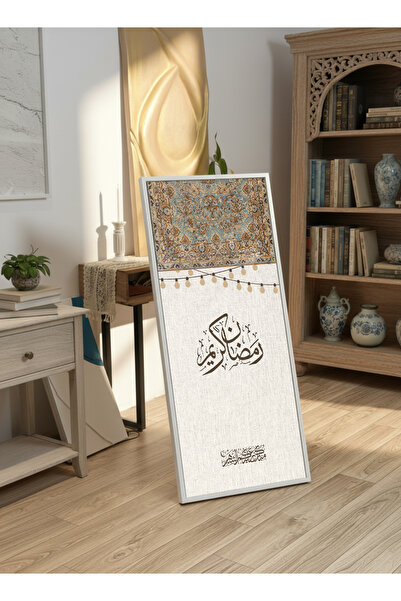 LOWHA لوحة جدارية قماشية على إطار خشبي بإطار أبيض عائم وحامل خلفي، تحمل تصميم...