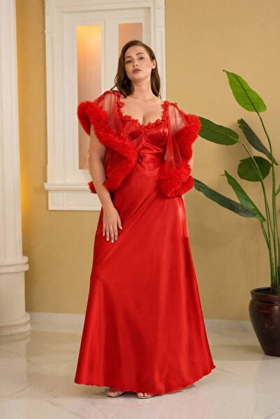 Lama Lingerie Women's Long Nightgown Satin and Tulle