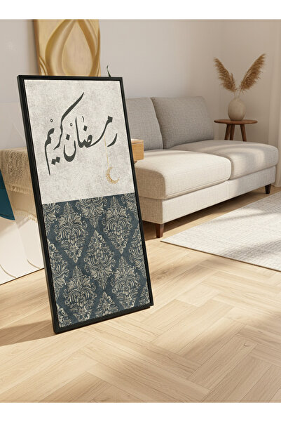 LOWHA لوحة جدارية قماشية على إطار خشبي بإطار أسود عائم وحامل خلفي، تحمل تصميم...