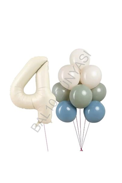 BEST PARTİ Cream Numbers and Balloons Set Age-4