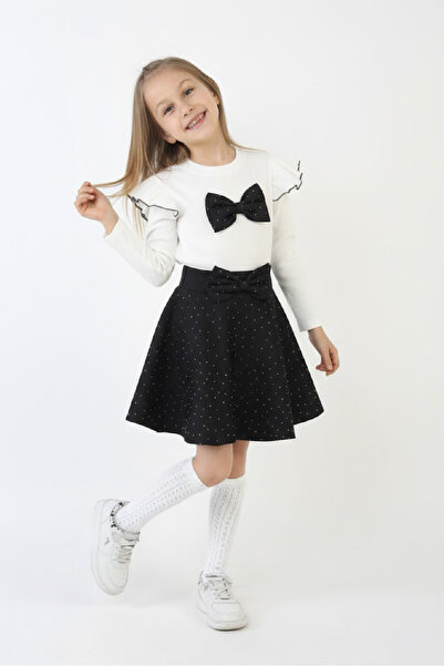 MODANINO Girl's 2-Piece Dress Stone Decorated Skirt + Shoulder Detail Blouse ...