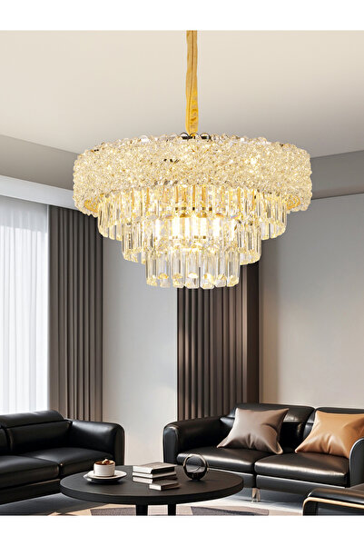 Apliqa Kristoff 50'lik Yuvarlak Gold Kristalli Avize