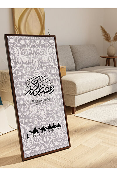 LOWHA لوحة جدارية قماشية على إطار خشبي بإطار بني عائم وحامل خلفي، تحمل تصميم ...