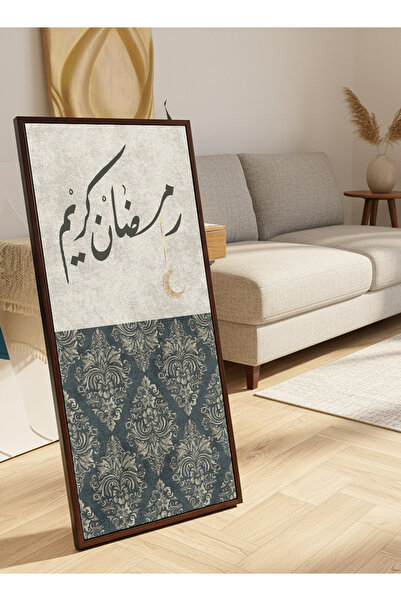 LOWHA لوحة جدارية قماشية على إطار خشبي بإطار بني عائم وحامل خلفي، تحمل تصميم ...