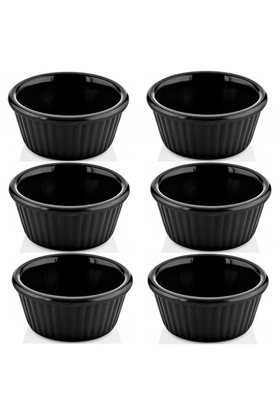 Culinaro Set 6 boluri melamina striat 8x4,5cm negru