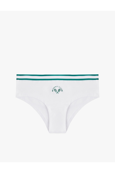 Koton Cotton High Waist Printed Striped Hipster Panties with Elastic Detail