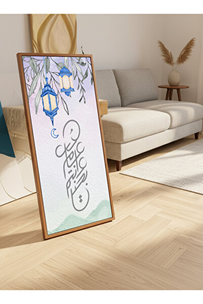 LOWHA لوحة جدارية قماشية على إطار خشبي مع إطار عائم بلون الخشب وحامل، تتميز ب...