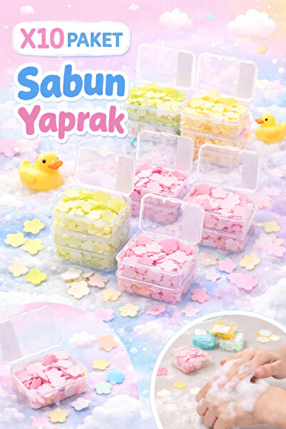 Berdina Home 10 Kutu Eriyen Mini Kağıt Sabun Öğrenci Çocuk Okul Dezenfektan M...