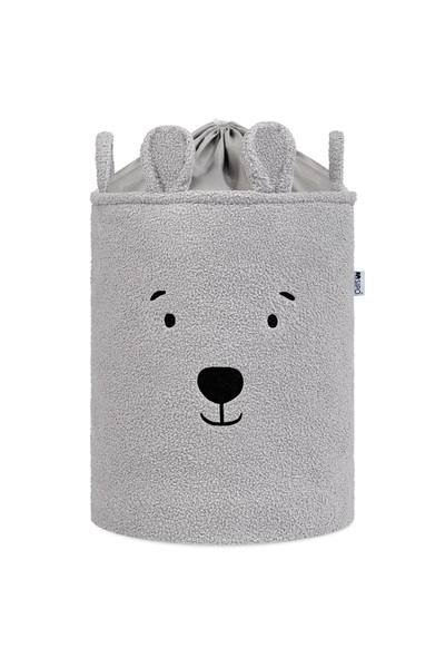 SIPO Premium Boucle Bear Basket, 43 liters, foldable with sturdy handles, Grey