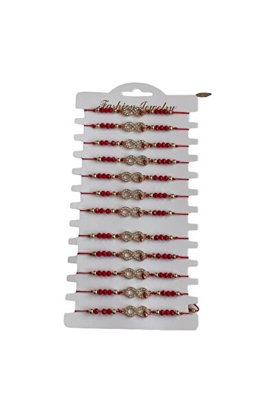 OEM Set de 12 Brățări Martisor Metal Auriu Infinit cu Buburuză, cu Pietre