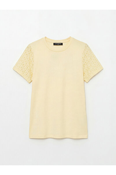 LC Waikiki Κίτρινη μπλούζα με λαιμόκοψη δαντελωτή πλέξη