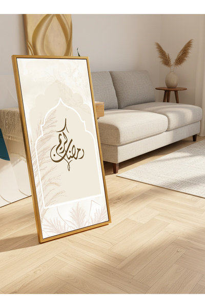 LOWHA Canvas Wall Art on Wood Frame with Gold Floating Frame & Back Stand Fea...