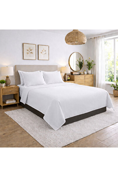 OEMN King-Size bed linen, 100% cotton Ranforce fabric, white