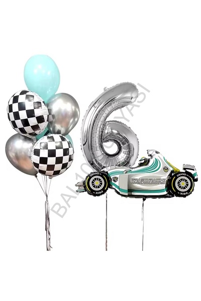 BEST PARTİ مجموعة سيارة سباق فضية اللون لحفلات أعياد الميلاد - مناسبة لعمر 6 ...