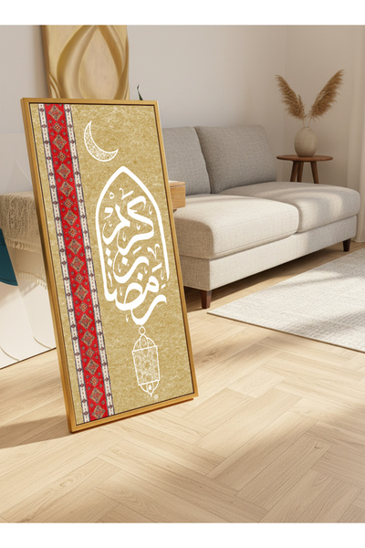 LOWHA لوحة جدارية قماشية على إطار خشبي بإطار ذهبي عائم وحامل خلفي، تحمل تصميم...