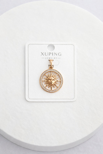 XUPING JEWELRY Rose Altın Kaplama Halka Güneş Figürlü Kolye Ucu-Melekcehobi Takı