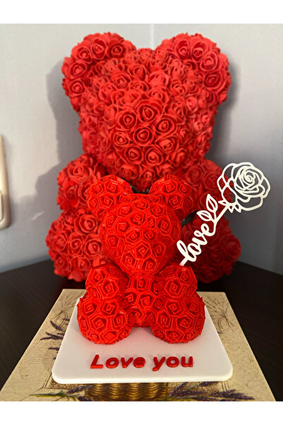 Xeir Decoration Sevgililer Günü Gül Desenli Ayıcık Masa Dekoru