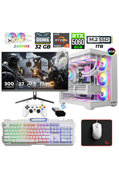 XASER Rogue x50 Ryzen 5 5600X 32GB Ram 1TB M.2 NVMe SSD 8GB RTX5060 Sıvı Soğu...
