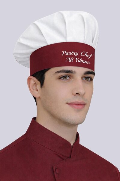 Üniformanya Șapcă de bucătar cu broderie cu nume, cadou, model nou, alb, roșu...