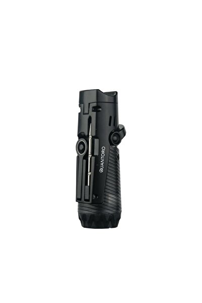 Quantoro 3 Torch Jet Alevli Puro Delicili ve İğneli Metal Puro Çakmağı Black MGM 04-9