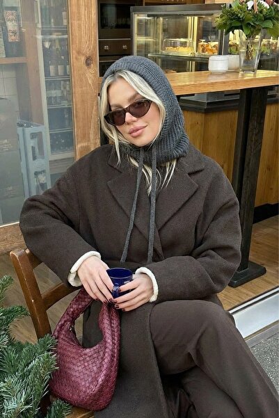 BAHELS Gray Knitwear Knitted Balaclava Beanie Hat