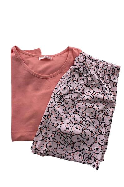 DoDe Flora Women's Battal Panda Patterned Short Sleeve Shorts Pajama Set - 54...